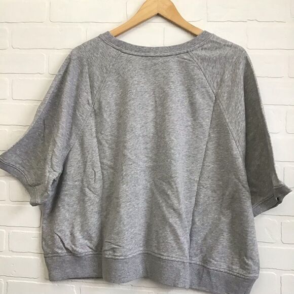 BOXY sweatshirt Retro crop Short sleeve soft Old Navy grey graphic sunshine soul - Picture 12 of 12